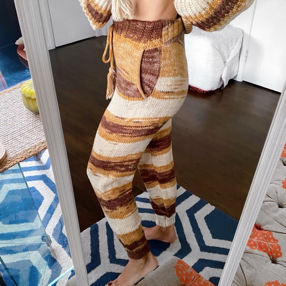 🍂 MOON RIVER BROWN TAN OMBRE KNIT TASSEL PANTS & HOODIE SET! - Picture 6 of 16